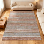 LIVARA 160/200cm Stripe-Texture Loop-Pile Rug Soft & Durable Easy to Clean Non-Slip Eco Cotton-Latex Backing - Terra Grey Mix