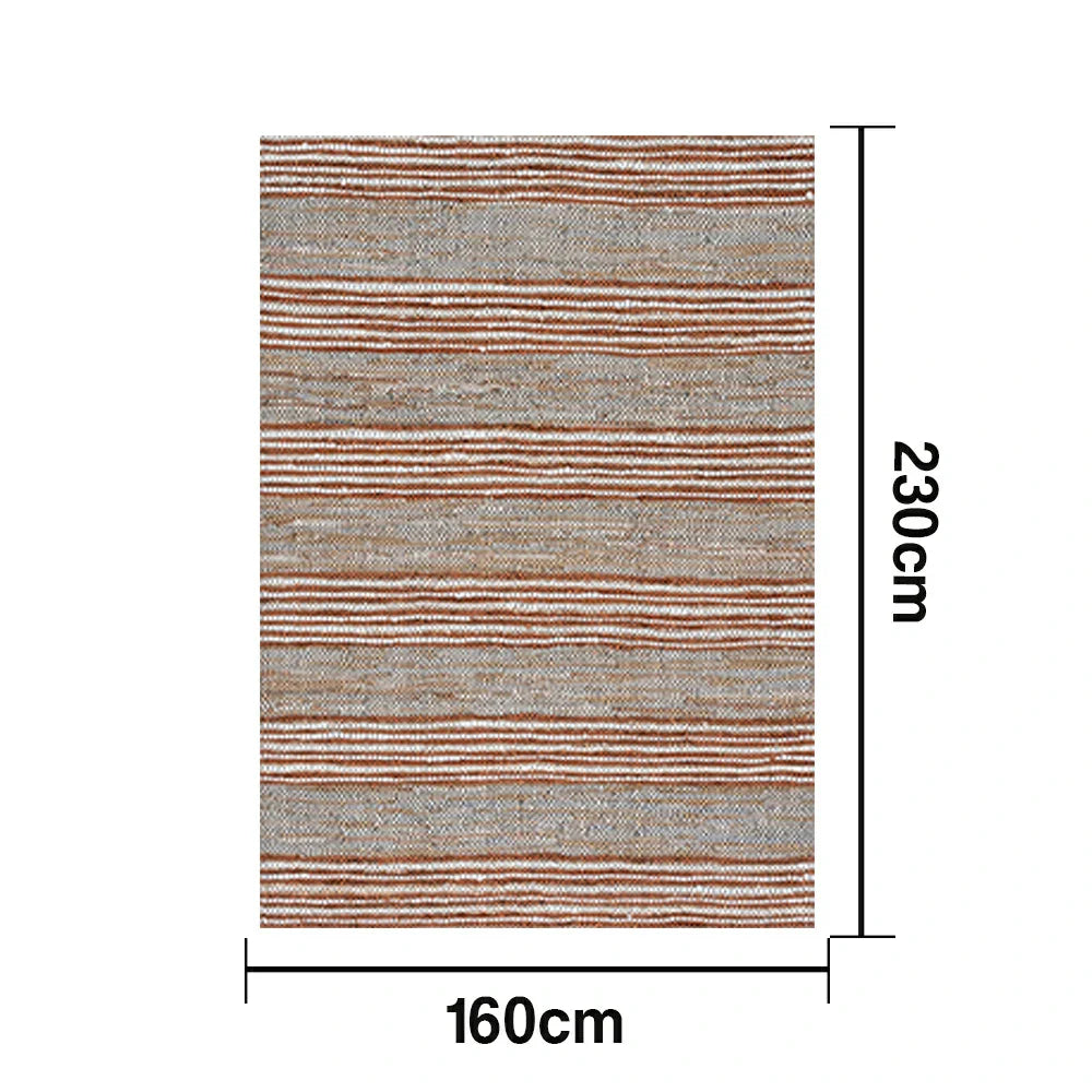 LIVARA 160/200cm Stripe-Texture Loop-Pile Rug Soft & Durable Easy to Clean Non-Slip Eco Cotton-Latex Backing - Terra Grey Mix