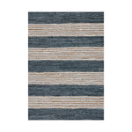 LIVARA 160/200cm Blue-Grey Stripe Loop-Pile Rug Soft & Durable Easy to Clean Non-Slip Eco Cotton-Latex Backing - Coastal Sand Blue