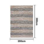LIVARA 160/200cm Grey-Blend Stripe Loop-Pile Rug Soft & Durable Easy to Clean Non-Slip Eco Cotton-Latex Backing - Natural Grey Mix