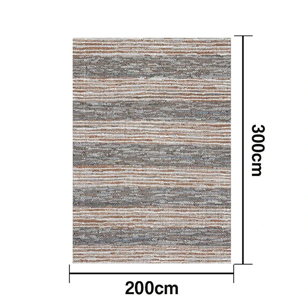 LIVARA 160/200cm Grey-Blend Stripe Loop-Pile Rug Soft & Durable Easy to Clean Non-Slip Eco Cotton-Latex Backing - Natural Grey Mix