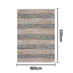 LIVARA 160/200cm Grey-Blend Stripe Loop-Pile Rug Soft & Durable Easy to Clean Non-Slip Eco Cotton-Latex Backing - Natural Grey Mix