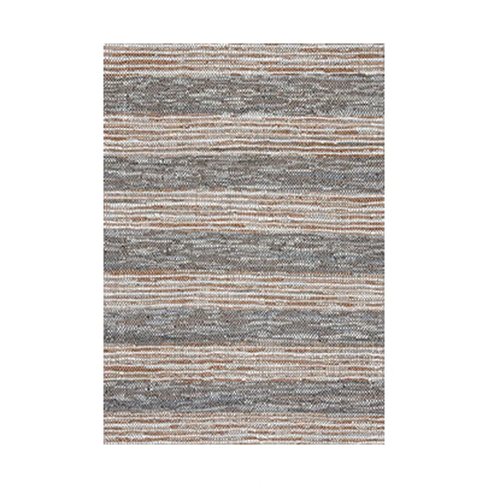 LIVARA 160/200cm Grey-Blend Stripe Loop-Pile Rug Soft & Durable Easy to Clean Non-Slip Eco Cotton-Latex Backing - Natural Grey Mix
