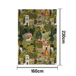 LIVARA 160/200cm Vintage Palace-Art Loop-Pile Rug Soft & Durable Easy to Clean Non-Slip Eco Cotton-Latex Backing - Garden Tapestry Print