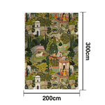 LIVARA 160/200cm Vintage Palace-Art Loop-Pile Rug Soft & Durable Easy to Clean Non-Slip Eco Cotton-Latex Backing - Garden Tapestry Print