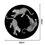 LIVARA 160/200cm Round Leopard-Print Loop-Pile Rug Easy to Clean Non-Slip Eco Cotton-Latex Backing, Soft & Durable - Black