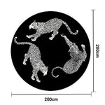 LIVARA 160/200cm Round Leopard-Print Loop-Pile Rug Easy to Clean Non-Slip Eco Cotton-Latex Backing, Soft & Durable - Black