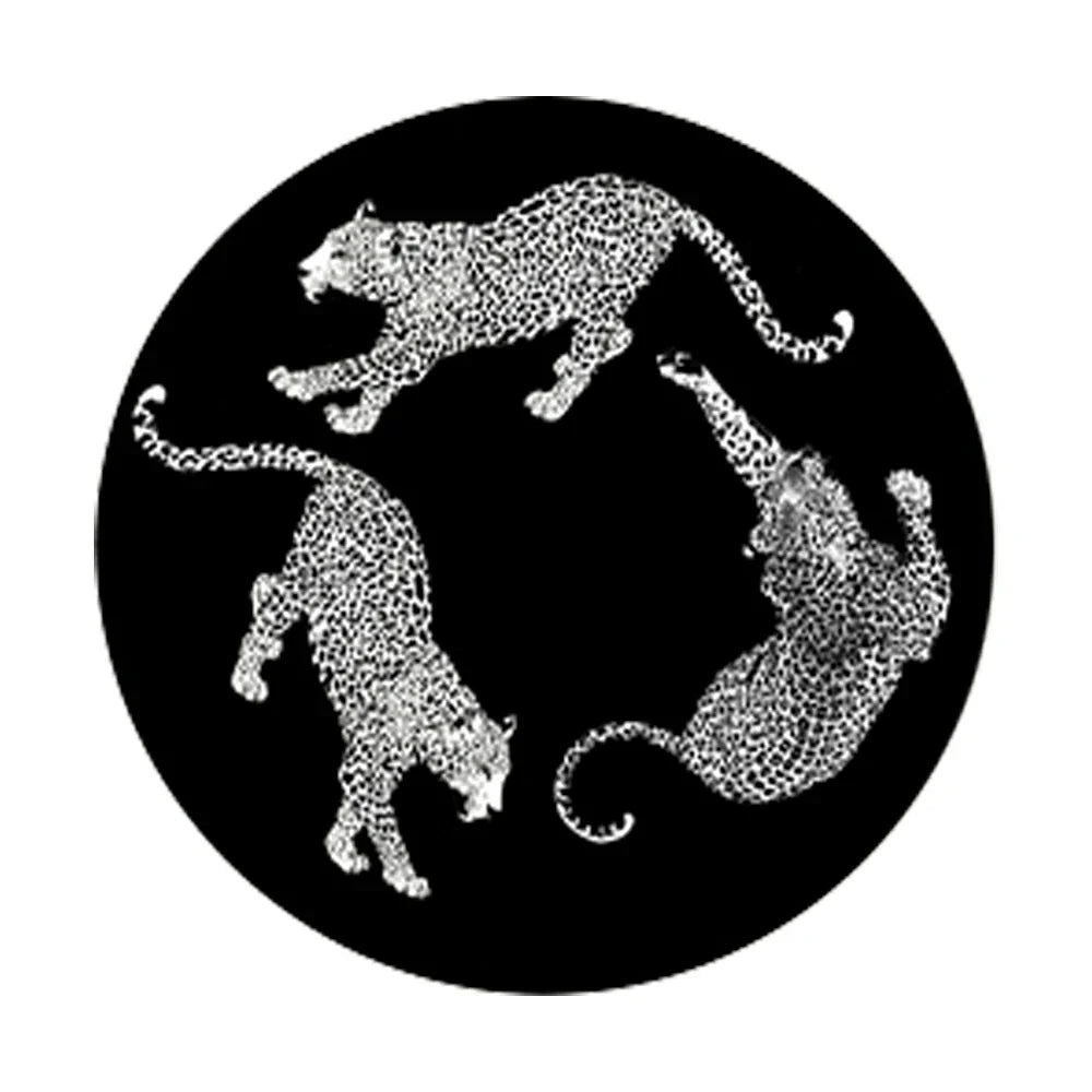 LIVARA 160/200cm Round Leopard-Print Loop-Pile Rug Easy to Clean Non-Slip Eco Cotton-Latex Backing, Soft & Durable - Black