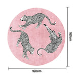 LIVARA 160/200cm Round Leopard-Print Loop-Pile Rug - Non-Slip Eco Cotton-Latex Backing Soft & Durable Easy to Clean - Pink