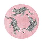 LIVARA 160/200cm Round Leopard-Print Loop-Pile Rug - Non-Slip Eco Cotton-Latex Backing Soft & Durable Easy to Clean - Pink