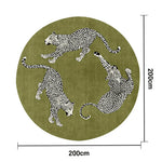 LIVARA 160/200cm Round Leopard-Print Loop-Pile Rug Easy to Clean Non-Slip Eco Cotton-Latex Backing Soft & Durable - Green