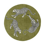 LIVARA 160/200cm Round Leopard-Print Loop-Pile Rug Easy to Clean Non-Slip Eco Cotton-Latex Backing Soft & Durable - Green