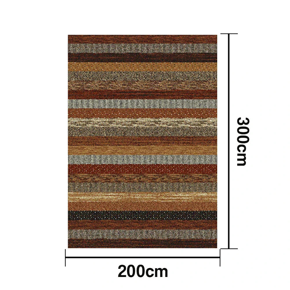 LIVARA 160/200cm Gabbeh Warm-Stripe Loop-Pile Rug - Upgraded Non-Slip Eco Cotton-Latex Backing - Waterproof, Stain-Resistant, Soft & Durable - Warm Brown Multi