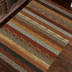LIVARA 160/200cm Gabbeh Warm-Stripe Loop-Pile Rug - Upgraded Non-Slip Eco Cotton-Latex Backing - Waterproof, Stain-Resistant, Soft & Durable - Warm Brown Multi