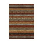 LIVARA 160/200cm Gabbeh Warm-Stripe Loop-Pile Rug - Upgraded Non-Slip Eco Cotton-Latex Backing - Waterproof, Stain-Resistant, Soft & Durable - Warm Brown Multi