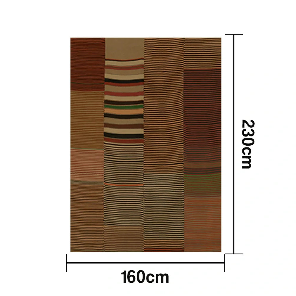 LIVARA 160/200cm Gabbeh Stripe-Patch Loop-Pile Rug Upgraded Non-Slip Waterproof Soft & Durable ¡§C Warm Multi
