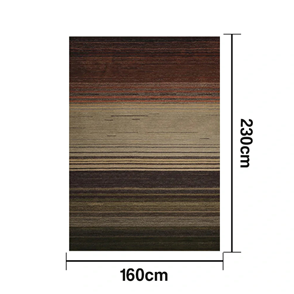 LIVARA 160/200cm Gabbeh Gradient-Stripe Loop-Pile Rug Non-Slip Waterproof ¡§C Dark Earth Tone