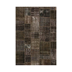 LIVARA 160/200cm Vintage Patchwork Loop-Pile Rug - Non-Slip Eco Cotton-Latex Backing - Waterproof Stain-Resistant Soft & Durable - Dark Brown