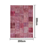 LIVARA 160/200cm Vintage Patchwork Loop-Pile Rug - Non-Slip Eco Cotton-Latex Backing - Waterproof Stain-Resistant Soft & Durable - Pink Purple