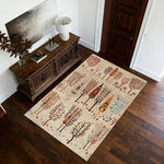 LIVARA 160/200cm Gabbeh Tree-Pattern Loop-Pile Rug - Non-Slip Eco Cotton-Latex Backing - Waterproof Stain-Resistant Soft & Durable - Beige Multi
