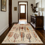LIVARA 160/200cm Gabbeh Tree-Pattern Loop-Pile Rug - Non-Slip Eco Cotton-Latex Backing - Waterproof Stain-Resistant Soft & Durable - Beige Multi