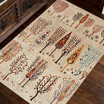LIVARA 160/200cm Gabbeh Tree-Pattern Loop-Pile Rug - Non-Slip Eco Cotton-Latex Backing - Waterproof Stain-Resistant Soft & Durable - Beige Multi