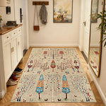 LIVARA 160/200cm Gabbeh Symmetry-Tree Loop-Pile Rug - Non-Slip Eco Cotton-Latex Backing - Waterproof Stain-Resistant Soft & Durable - Beige Multi