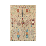 LIVARA 160/200cm Gabbeh Symmetry-Tree Loop-Pile Rug - Non-Slip Eco Cotton-Latex Backing - Waterproof Stain-Resistant Soft & Durable - Beige Multi