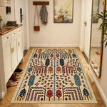 LIVARA 160/200cm Gabbeh Symmetric Botanical Loop-Pile Rug - Upgraded Non-Slip Eco Cotton-Latex Backing - Waterproof Stain-Resistant Soft & Durable - Beige Multi