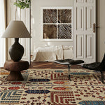 LIVARA 160/200cm Gabbeh Symmetric Botanical Loop-Pile Rug - Upgraded Non-Slip Eco Cotton-Latex Backing - Waterproof Stain-Resistant Soft & Durable - Beige Multi