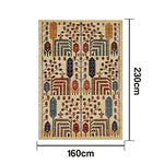 LIVARA 160/200cm Gabbeh Symmetric Botanical Loop-Pile Rug - Upgraded Non-Slip Eco Cotton-Latex Backing - Waterproof Stain-Resistant Soft & Durable - Beige Multi