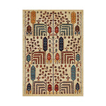 LIVARA 160/200cm Gabbeh Symmetric Botanical Loop-Pile Rug - Upgraded Non-Slip Eco Cotton-Latex Backing - Waterproof Stain-Resistant Soft & Durable - Beige Multi