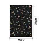 LIVARA 160/200cm Butterfly Print Loop-Pile Rug - Upgraded Non-Slip Eco Cotton-Latex Backing - Waterproof Stain-Resistant Soft & Durable - Black
