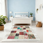 LIVARA 160/200cm Patchwork Multi-Color Loop-Pile Rug - Upgraded Non-Slip Eco Cotton-Latex Backing - Waterproof Stain-Resistant Soft & Durable - Multi-Color