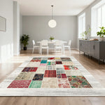 LIVARA 160/200cm Patchwork Multi-Color Loop-Pile Rug - Upgraded Non-Slip Eco Cotton-Latex Backing - Waterproof Stain-Resistant Soft & Durable - Multi-Color