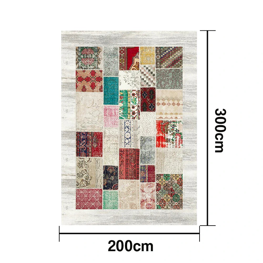LIVARA 160/200cm Patchwork Multi-Color Loop-Pile Rug - Upgraded Non-Slip Eco Cotton-Latex Backing - Waterproof Stain-Resistant Soft & Durable - Multi-Color