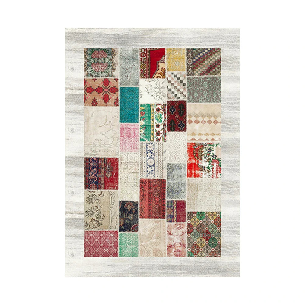 LIVARA 160/200cm Patchwork Multi-Color Loop-Pile Rug - Upgraded Non-Slip Eco Cotton-Latex Backing - Waterproof Stain-Resistant Soft & Durable - Multi-Color