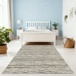 LIVARA 160/200cm Striped Loop-Pile Rug - Upgraded Non-Slip Eco Cotton-Latex Backing - Waterproof Stain-Resistant Soft & Durable - Grey Mix