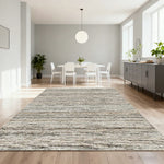 LIVARA 160/200cm Striped Loop-Pile Rug - Upgraded Non-Slip Eco Cotton-Latex Backing - Waterproof Stain-Resistant Soft & Durable - Grey Mix
