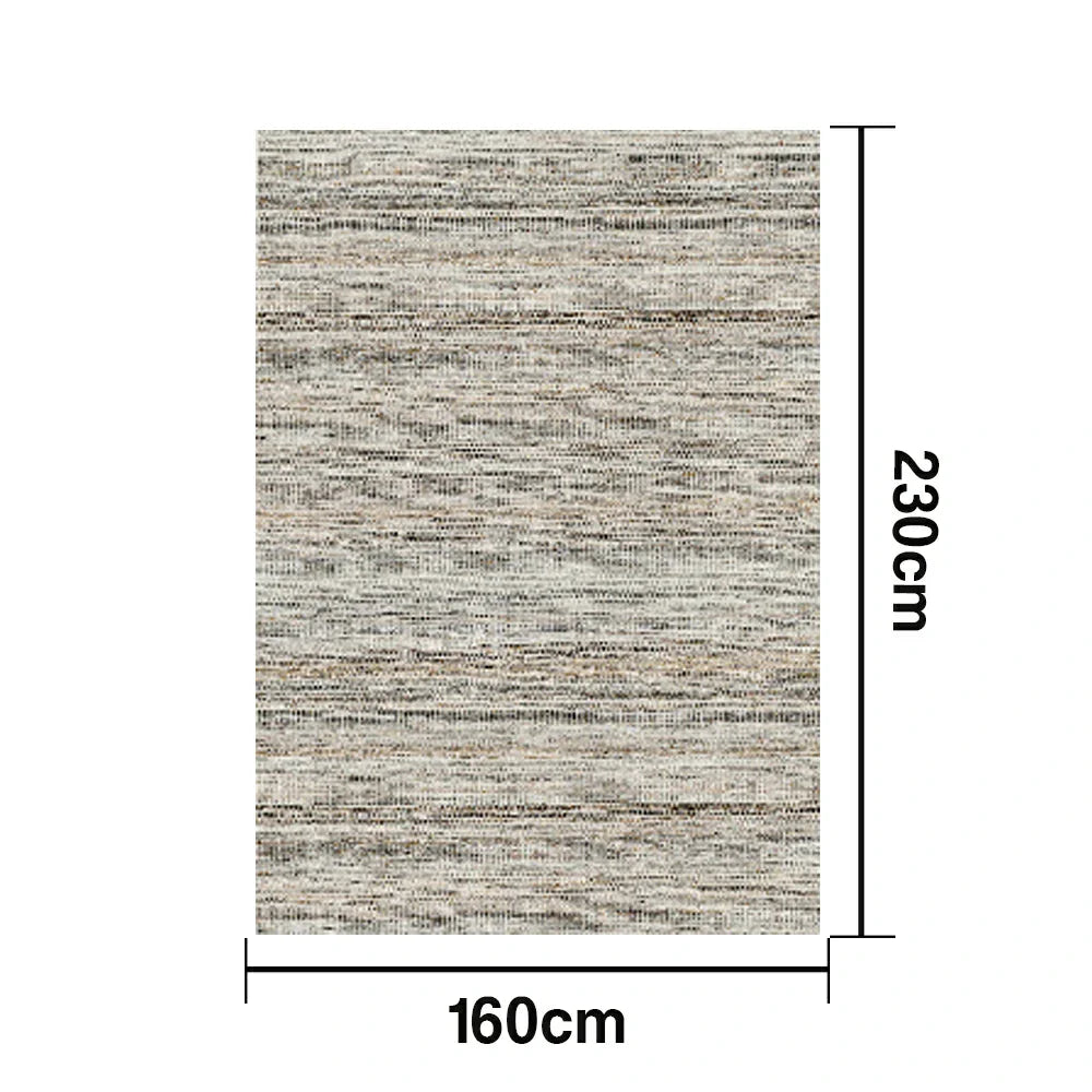 LIVARA 160/200cm Striped Loop-Pile Rug - Upgraded Non-Slip Eco Cotton-Latex Backing - Waterproof Stain-Resistant Soft & Durable - Grey Mix