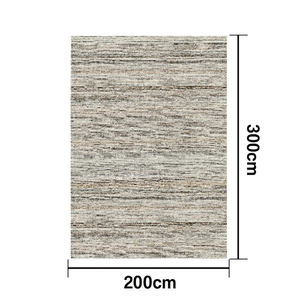 LIVARA 160/200cm Striped Loop-Pile Rug - Upgraded Non-Slip Eco Cotton-Latex Backing - Waterproof Stain-Resistant Soft & Durable - Grey Mix