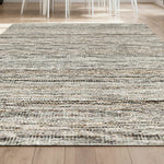 LIVARA 160/200cm Striped Loop-Pile Rug - Upgraded Non-Slip Eco Cotton-Latex Backing - Waterproof Stain-Resistant Soft & Durable - Grey Mix