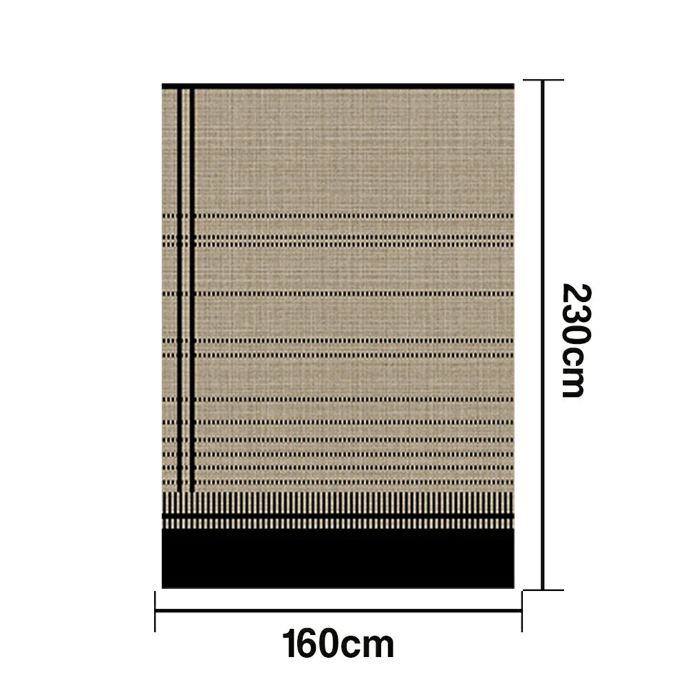 LIVARA 160/200cm Modern Striped Loop-Pile Rug - Upgraded Non-Slip Eco Cotton-Latex Backing - Waterproof Stain-Resistant Soft & Durable - Black Beige