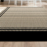 LIVARA 160/200cm Modern Striped Loop-Pile Rug - Upgraded Non-Slip Eco Cotton-Latex Backing - Waterproof Stain-Resistant Soft & Durable - Black Beige