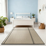 LIVARA 160/200cm Minimalist Line-Grid Loop-Pile Rug - Upgraded Non-Slip Eco Cotton-Latex Backing - Waterproof Stain-Resistant Soft & Durable - Beige Black