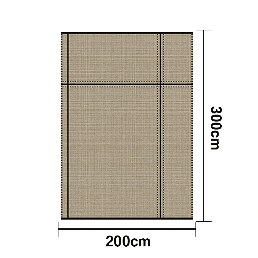 LIVARA 160/200cm Minimalist Line-Grid Loop-Pile Rug - Upgraded Non-Slip Eco Cotton-Latex Backing - Waterproof Stain-Resistant Soft & Durable - Beige Black