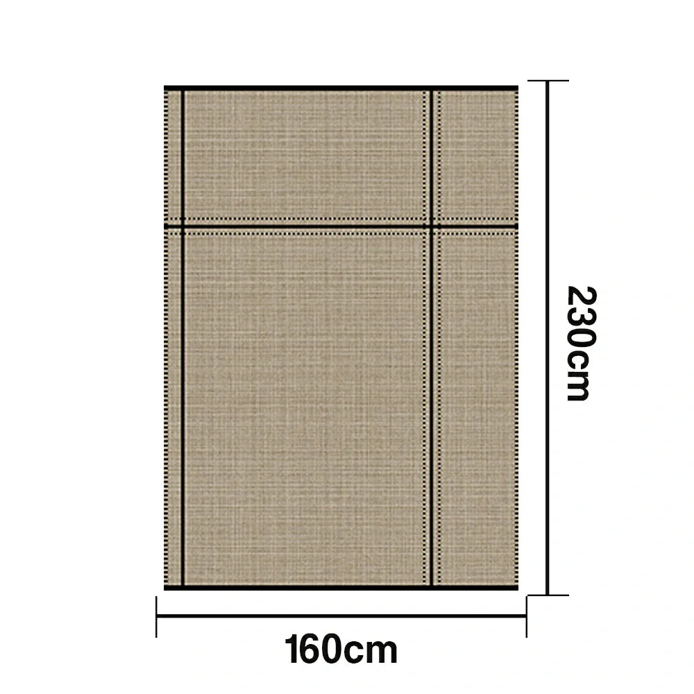 LIVARA 160/200cm Minimalist Line-Grid Loop-Pile Rug - Upgraded Non-Slip Eco Cotton-Latex Backing - Waterproof Stain-Resistant Soft & Durable - Beige Black
