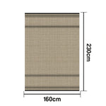 LIVARA 160/200cm Minimalist Border-Stripe Loop-Pile Rug Upgraded Non-Slip Eco Cotton-Latex Backing - Waterproof Stain-Resistant, Soft & Durable - Beige Black