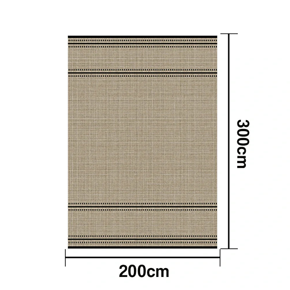 LIVARA 160/200cm Minimalist Border-Stripe Loop-Pile Rug Upgraded Non-Slip Eco Cotton-Latex Backing - Waterproof Stain-Resistant, Soft & Durable - Beige Black