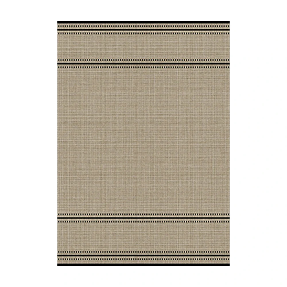 LIVARA 160/200cm Minimalist Border-Stripe Loop-Pile Rug Upgraded Non-Slip Eco Cotton-Latex Backing - Waterproof Stain-Resistant, Soft & Durable - Beige Black